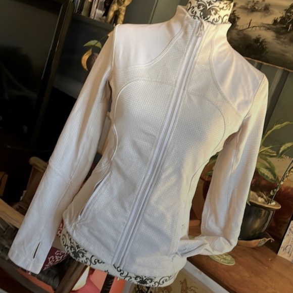 Lululemon Forme full zip gingham plaid Dune White Jacket Medium - Picture 10 of 13